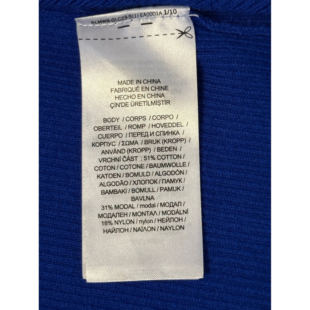 Lauren Ralph Lauren Royal Blue Ribbed Turtleneck Sweater XL Slim Fit RLL Logo - Picture 9 of 9
